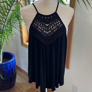Black Lace Halter Top